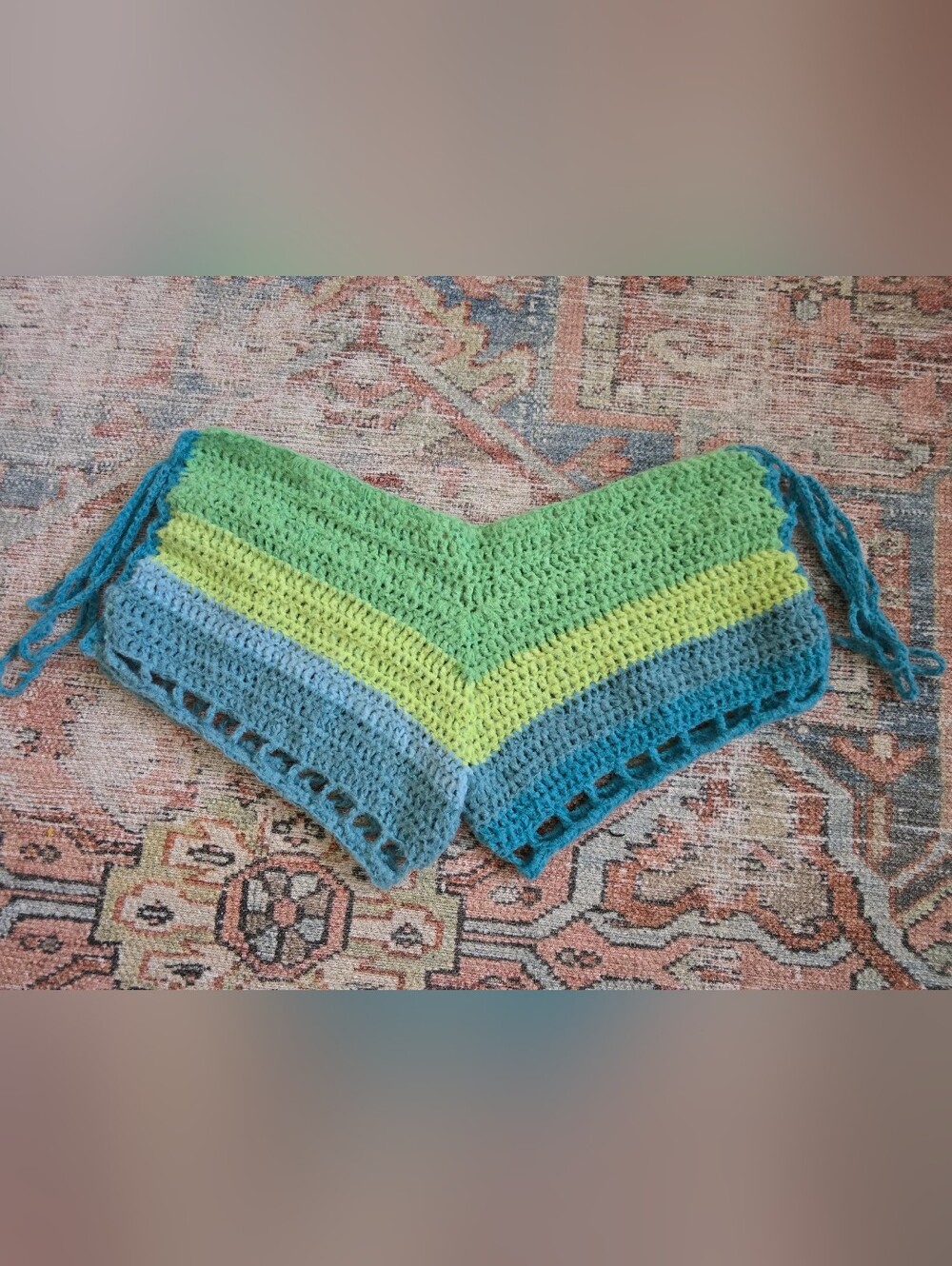Handmade By Me Green And Blue Side Tie Booty Shorts - Picture 2 of 4